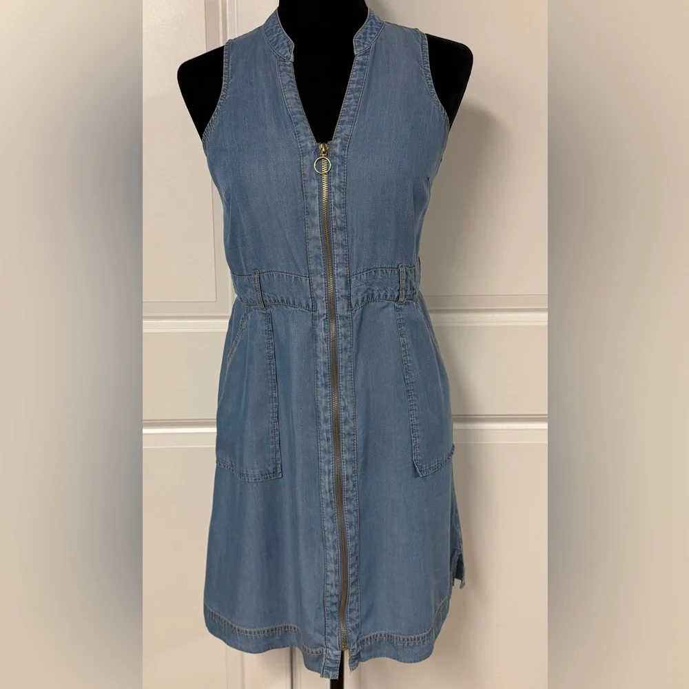 INC. Denim Zip Front Mini Dress - Picture 1 of 6